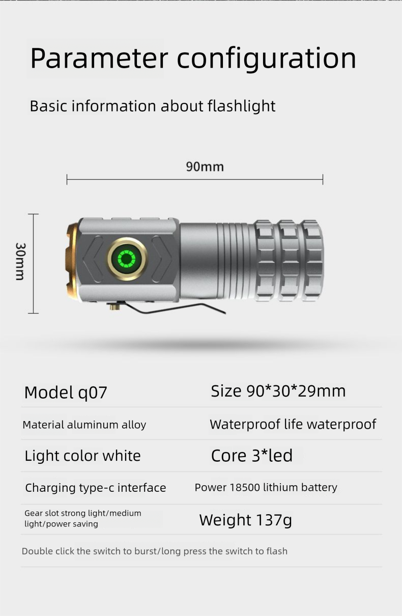 Mini New Professional Grade Strong Light Super Waterproof Black Technology Original Magnetic Flashlight_voghion.com