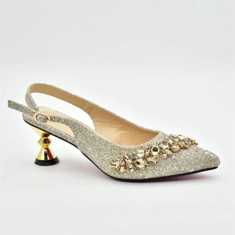 Vintage Diamant-Set klobige Sandalen mit Abendessen Tasche Set Mode Design Strass Abendtasche_voghion.com