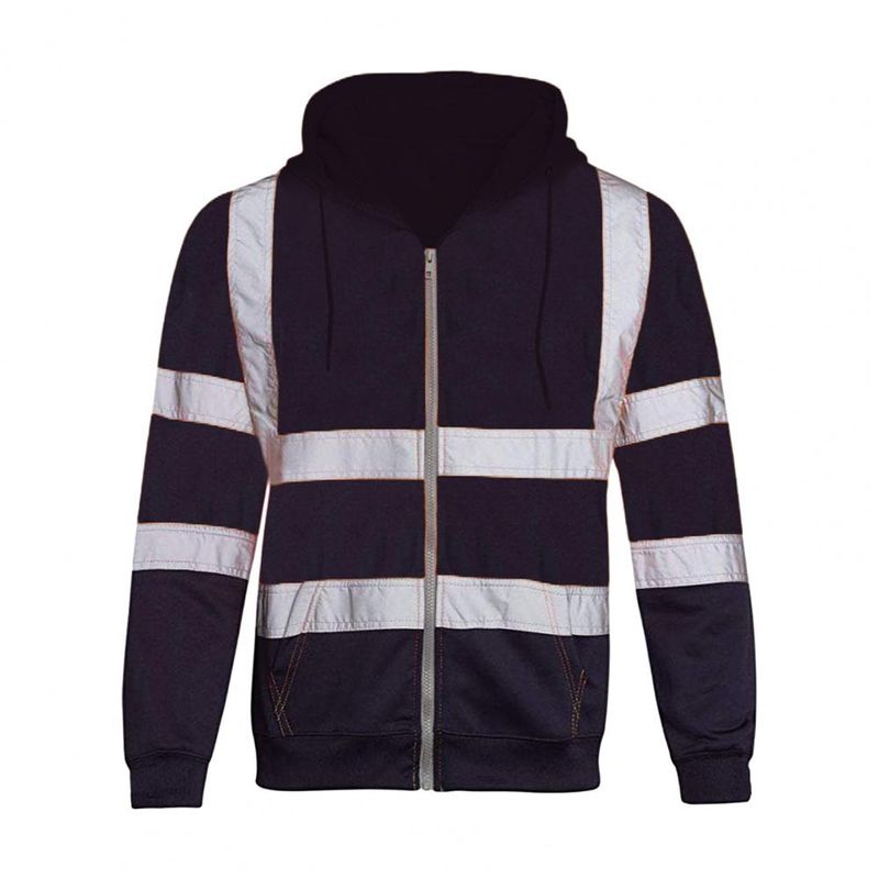Reflektierender Herren-Kapuzenpullover mit Kordelzug, lockerer Reißverschluss, langärmeliger Kapuzenpullover, Winter-Arbeitssicherheitsmantel, feuchtigkeitsableitendes Sweatshirt_voghion.com