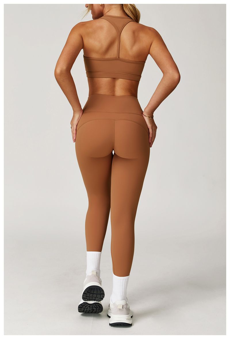 Women's Seamless High-Waisted Yoga Set With Butt-Lifting Design - Nylon Spandex Workout Outfit For Running, Fitness & Gym_voghion.com
