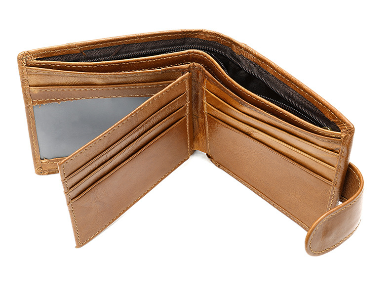 Kurze Herren-Geldbörse aus echtem Leder, multifunktional, für Herren, Münzbörse, mehrere Kartenfächer, erste Schicht Rindsleder_voghion.com