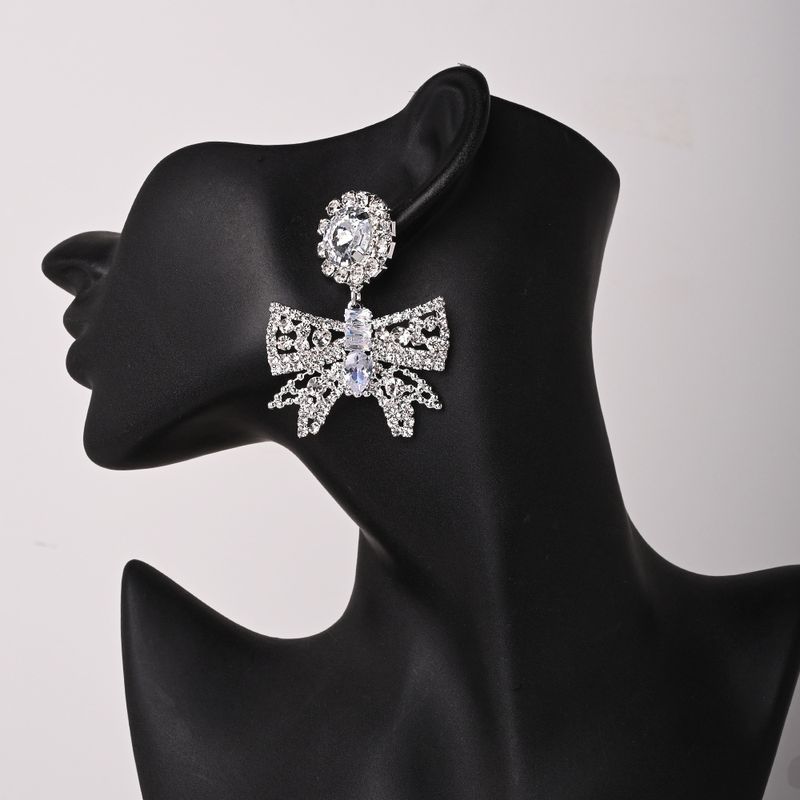 Hot Selling Pendant Bowknot Exaggerated Rhinestone Studs Elegant Accessories For Women Earrings_voghion.com