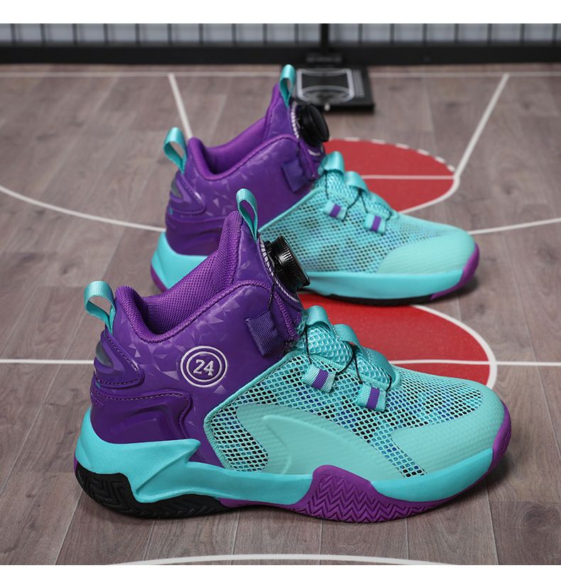 Kinderschuhe Kinder Jungen Sportschuhe Drehknopf Frühling und Herbst Jungen Schüler Laufschuhe Herbst Neue Basketballschuhe_voghion.com