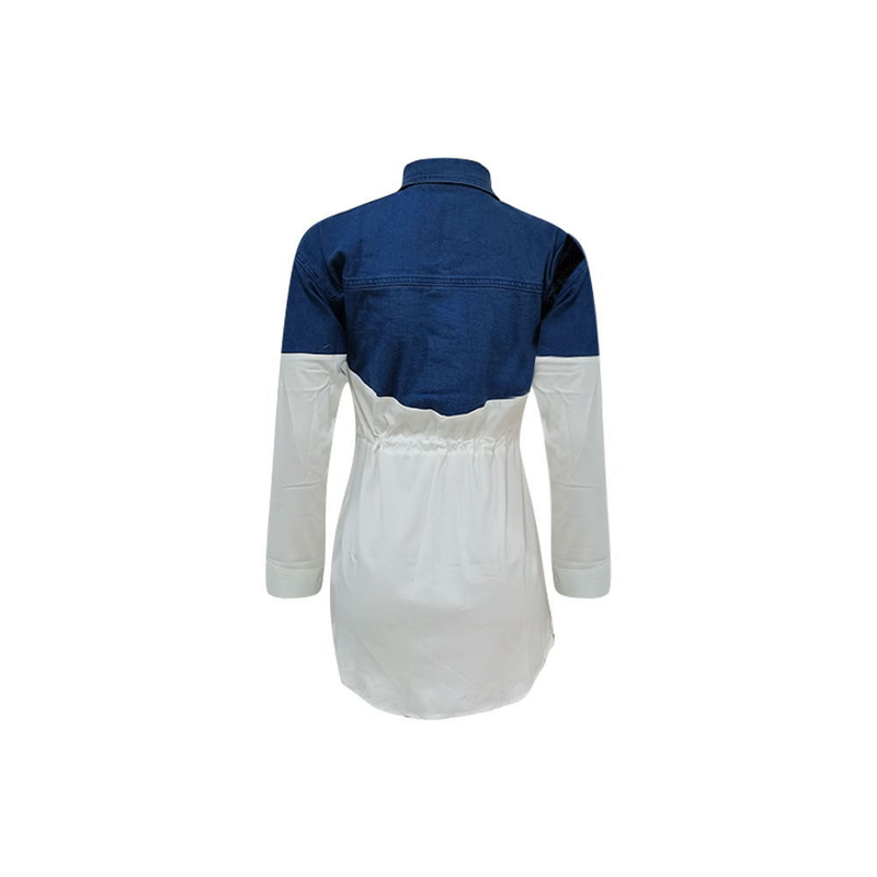 Moda femminile Camicia in denim alla moda con gonna slim fit allacciata_voghion.com