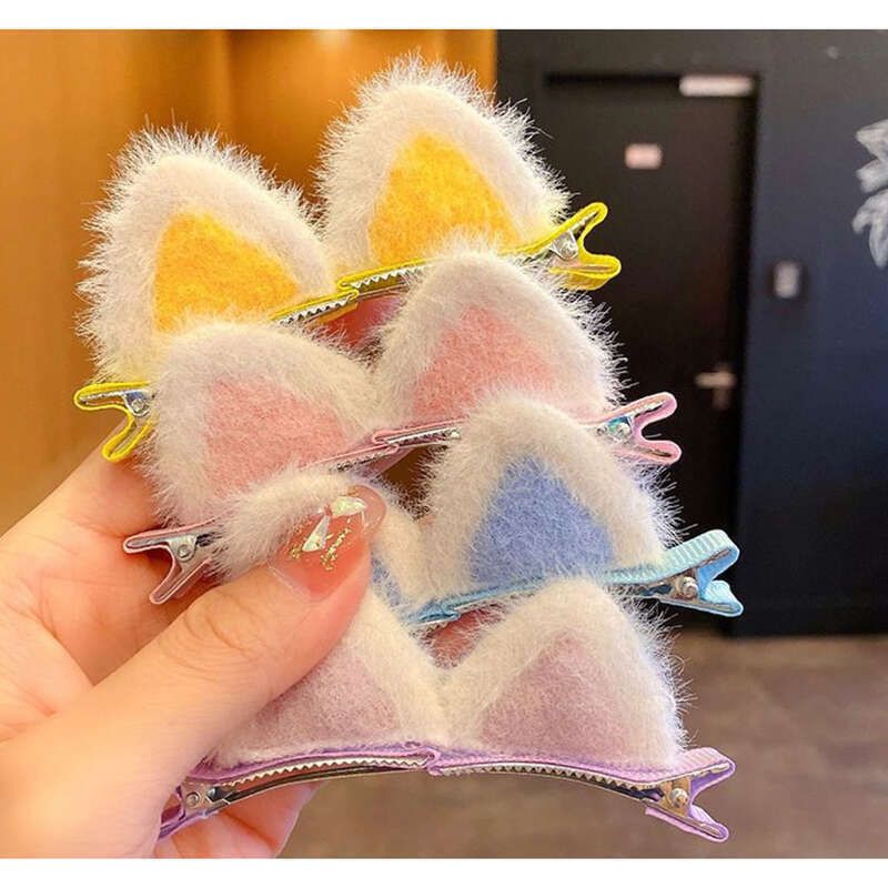 Orecchie di gatto di peluche autunnali e invernali 2025, pane a forma di orecchio di gatto al vapore, per bambini, fermagli per capelli tridimensionali per bambine._voghion.com