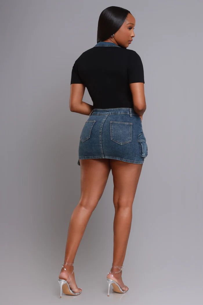 Abito in denim aderente sexy con tasca e cerniera a maniche corte, da donna_voghion.com