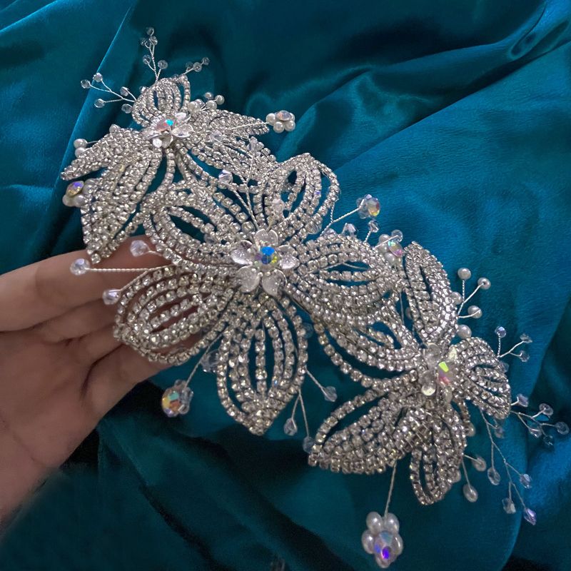 Nejprodávanější svatební čelenka, ručně vyráběná korunka s řetízkem a listy, křišťálová květina, lehké luxusní vlasové doplňky pro těžký průmysl_voghion.com