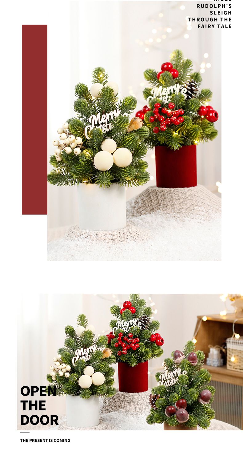 LED Pinecone Christmas Ornament - PE Noble Pine Decor For Desktop Mini Christmas Tree Festive_voghion.com