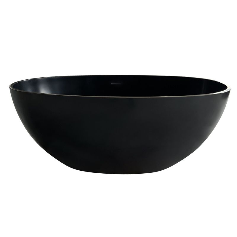 55" Black Solid Surface Soaking Bathtub_voghion.com