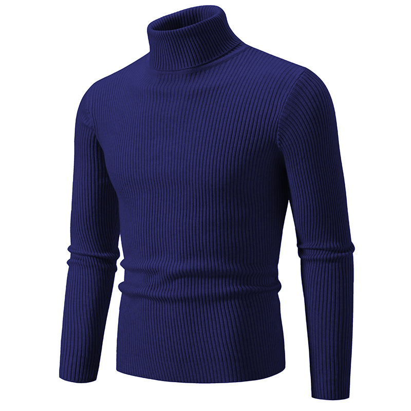 Autumn And Winter New Solid Color High Neck Sweater Casual Coat Men's Pullover Large Size Knitwear_voghion.com