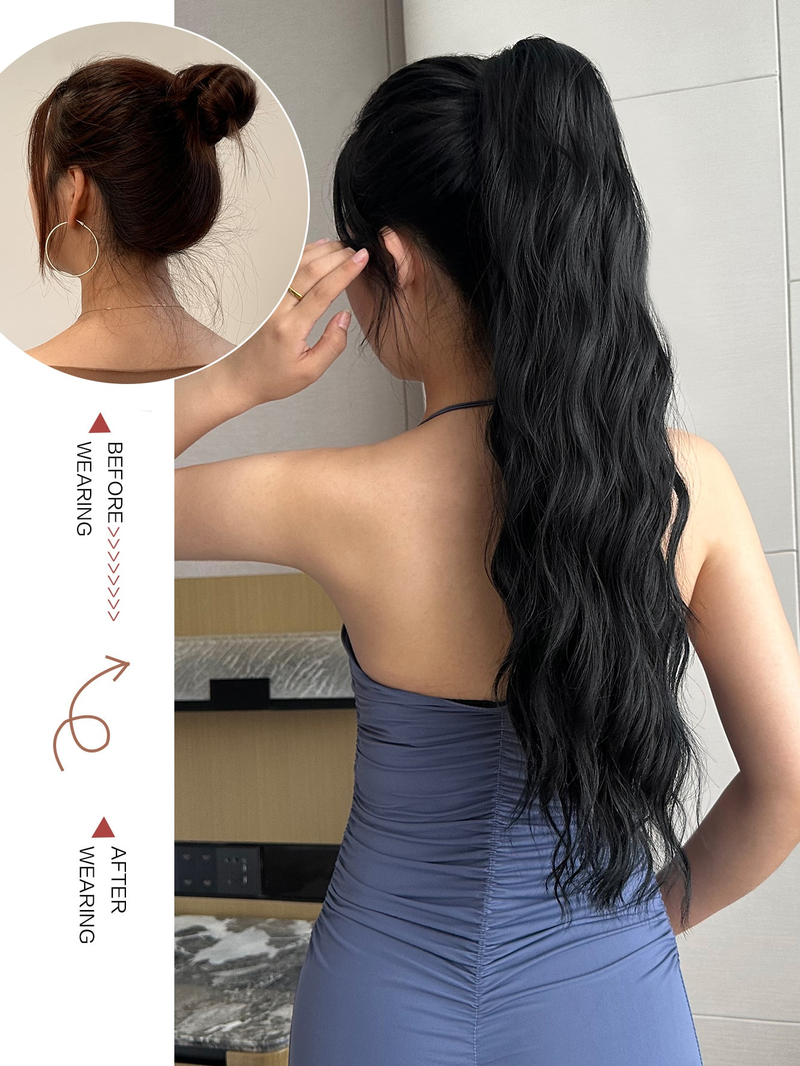 Artiglio per estensione coda di cavallo 22-24 pollici Clip dritta ondulata riccia in parrucchino Un pezzo A Jaw Long Pony per donna blu con_voghion.com