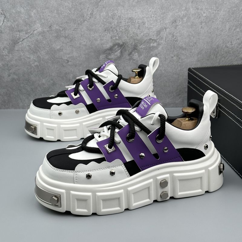 Men's Daddy Shoes Rivet Nichey Men's Shoes Heightened Big Head Thick Bottom Derby Shoes_voghion.com