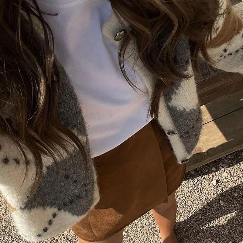 Women's Clothing autumn and winter women's knitted sweaters comfortable and casual diamond pattern single breasted multi button slim knitted cardigan_voghion.com