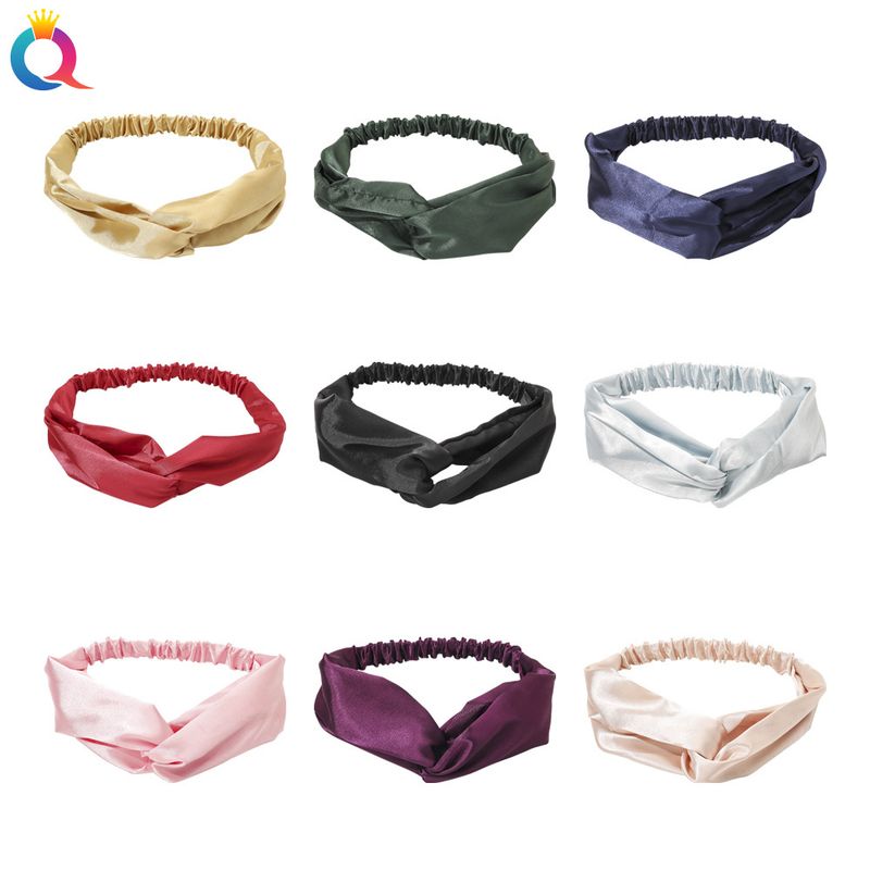 Satin Hairband - Crisscross Headband For Women, Elegant Boho Hair Accessory (Solid Color, Adjustable, 2.5cm Width)_voghion.com