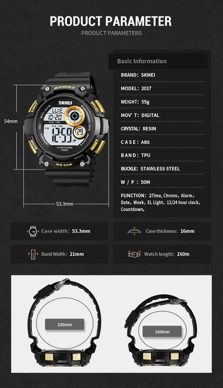 Orologio da polso elettronico alla moda per bambini, studenti, adolescenti, resistente all'acqua, orologi digitali sportivi per uomo_voghion.com