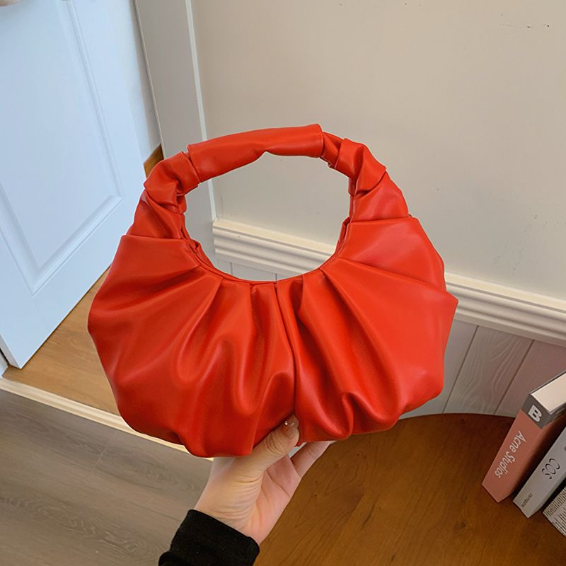 Borsa a tracolla elegante da donna in PU tinta unita con design a nido d'ape plissettato, alla moda e alla moda._voghion.com