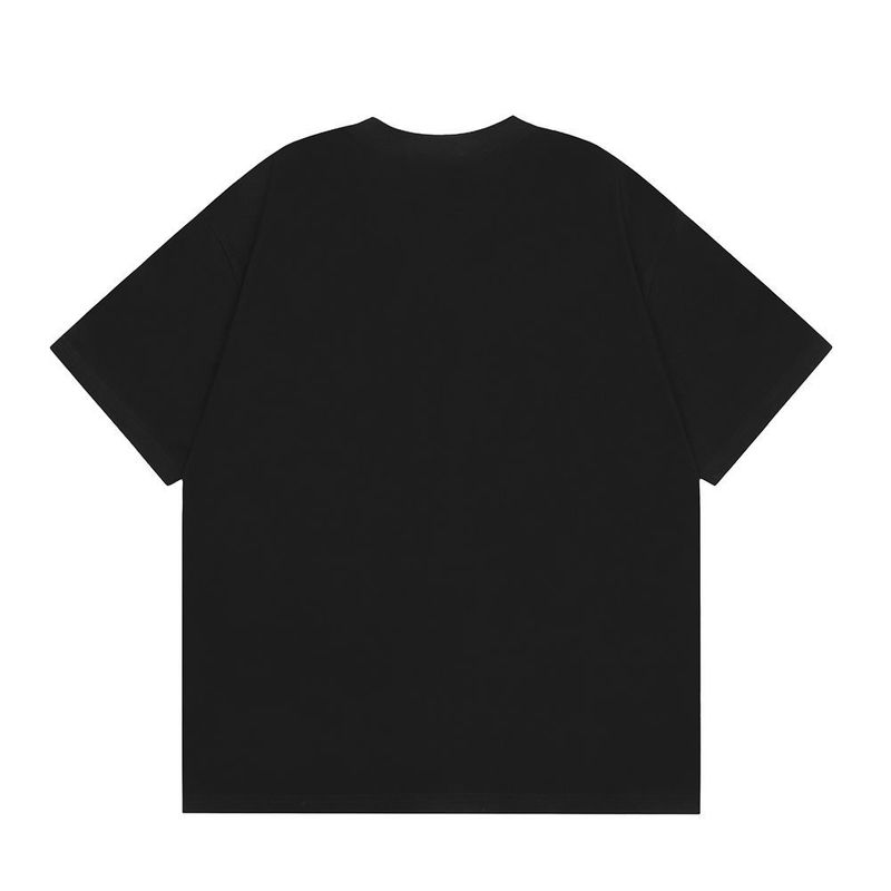 Maglietta casual da strada, a maniche corte, unisex, stile americano, con stampa a teschio, stile W Money L, girocollo, alla moda e ampia_voghion.com
