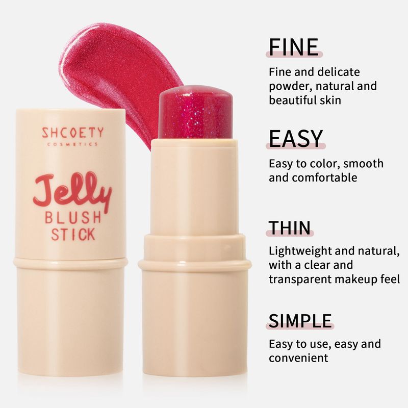 SHCOETY Jelly Blush Set – 2-in-1 Lippen- und Wangentönung mit Highlighter und Konturstift – 4 Farben_voghion.com