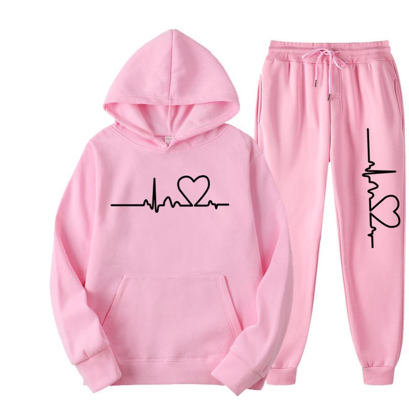 2024 Men And Fleece Sweatshirt Autumn Winter Heart Pattern Hoodie Trendy Brand New Women Set_voghion.com