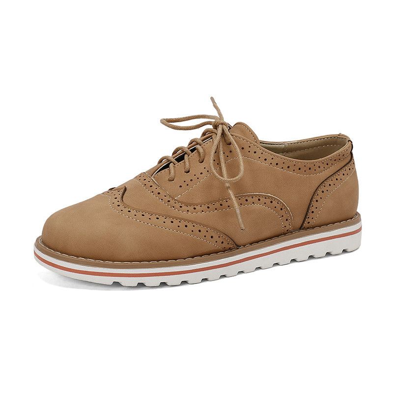 Damenschuhe Brogue Burnt Flower Frühling und Herbst Neue mattierte flache Sohle Schnürschuhe im Retro-Stil Lässige Damenschuhe Lederschuhe_voghion.com