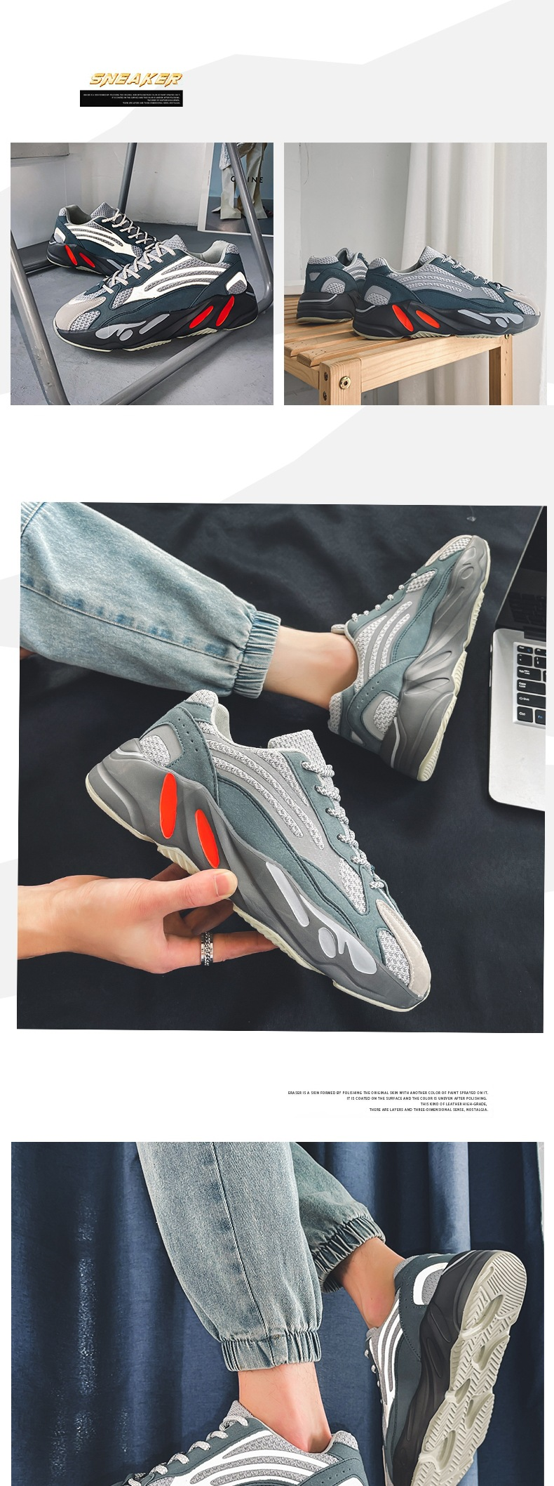 Scarpe da uomo versione coreana Scarpe alla moda per giovani Scarpe da papà in cocco Scarpe da ginnastica da corsa riflettenti Scarpe da uomo Scarpe da ginnastica_voghion.com