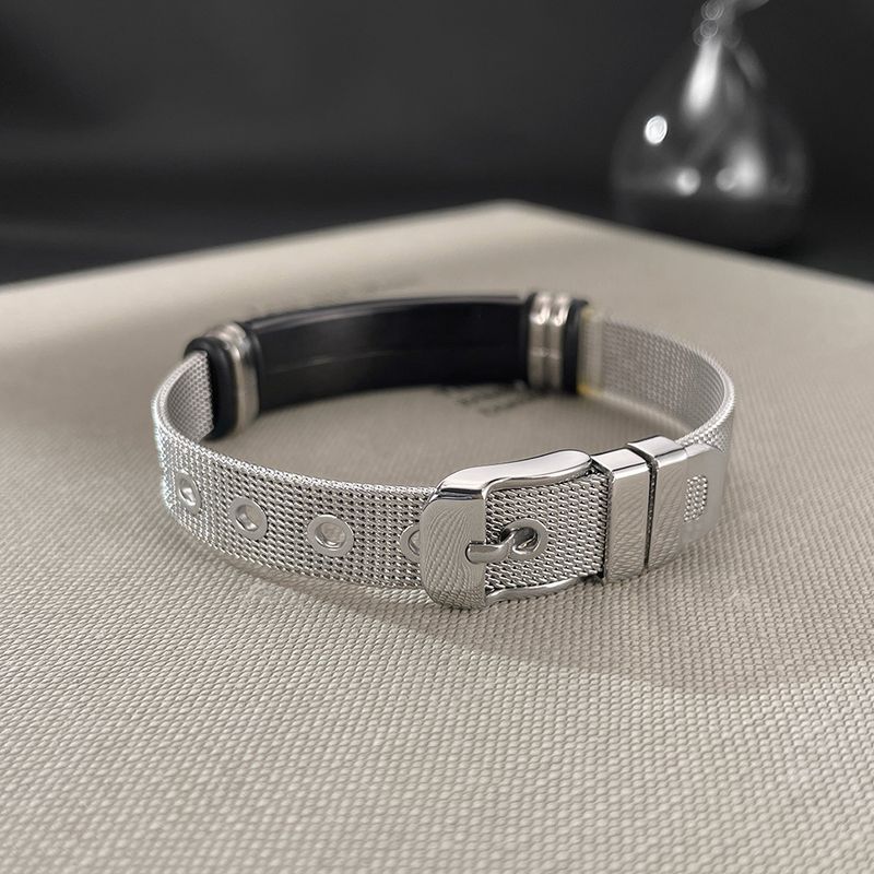 Herrenschmuck Persönlichkeitsarmband Herren Edelstahl Modetrend Mesh Gürtel Kann Graviert Werden Titanstahlschmuck_voghion.com