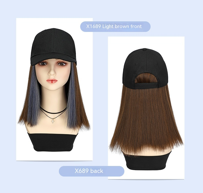 2024 Nuovo cappello parrucca tutto in uno più venduto, capelli corti lisci, parrucca con cappuccio da donna, capelli sulla clavicola, Bobo, Europa e America_voghion.com