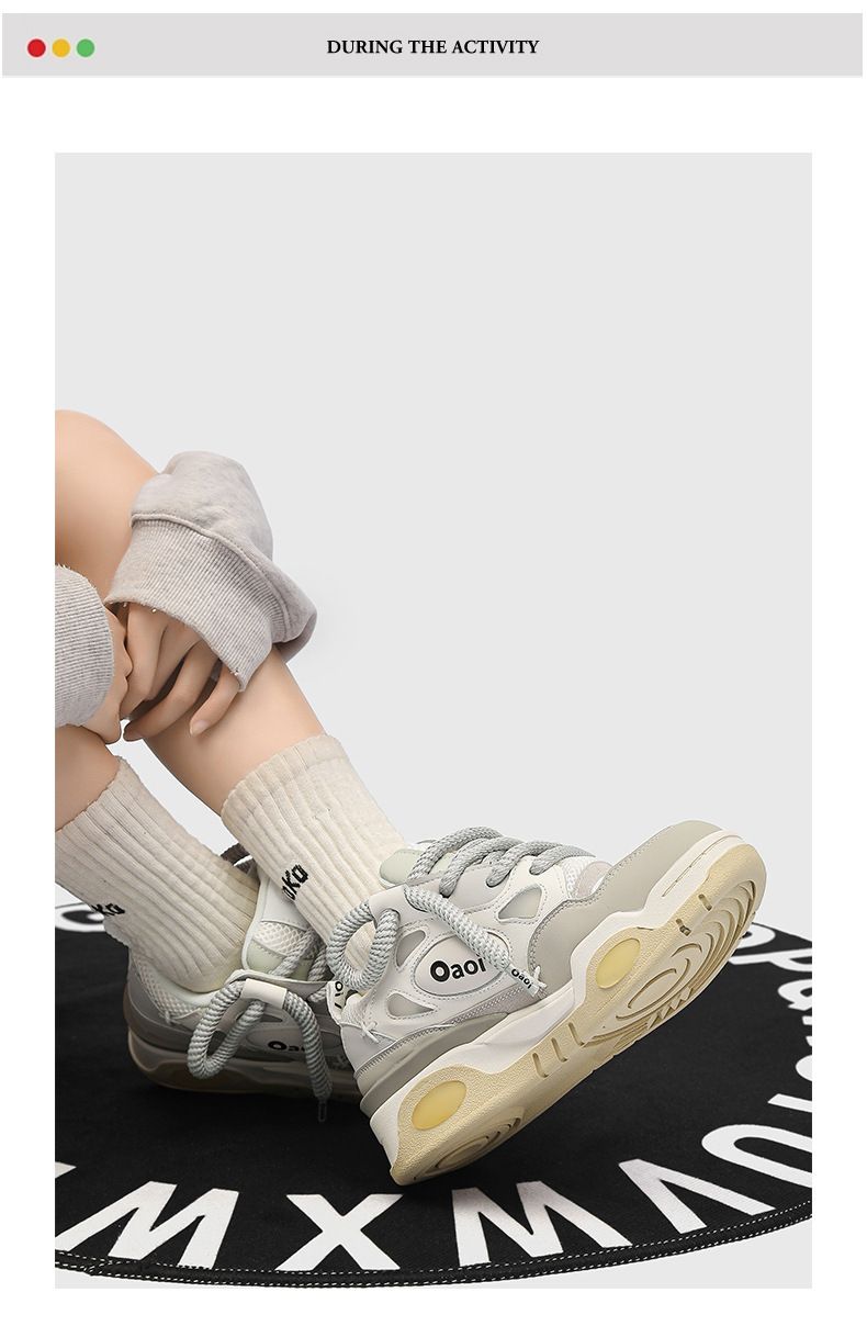 China-Chic High Profile Dickbesohlte Plüsch-Sneaker 2025 Neue vielseitige Liebhaber Farblich passende Papa-Schuhe Casual Damen_voghion.com