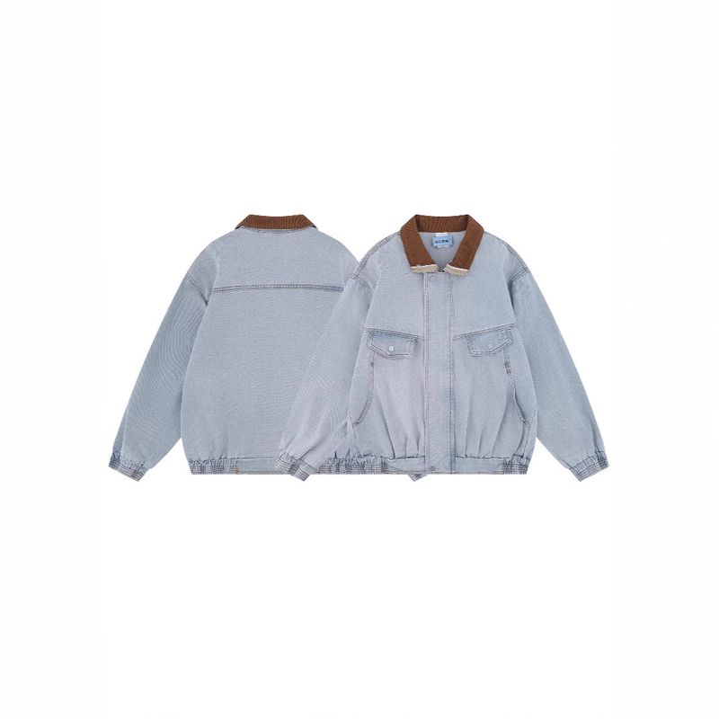Actorwet2025 Frühling Neue Denimjacke für Herren und Damen der American Street Trendy Brand mit Farbblockkragen_voghion.com