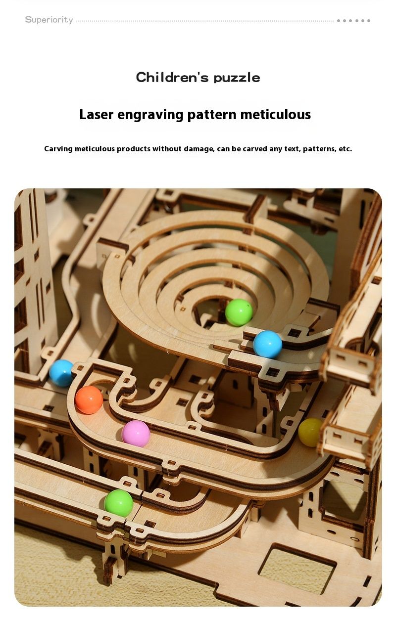 New product 3D wooden puzzle assembly toy DIY creative pinball maze_voghion.com
