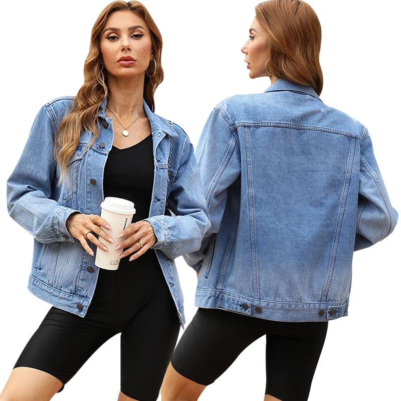 Trendy Washed Denim Jacket For Women - Slim Fit Stretchable Comfortable Casual Coat With Vintage Distressed Look_voghion.com