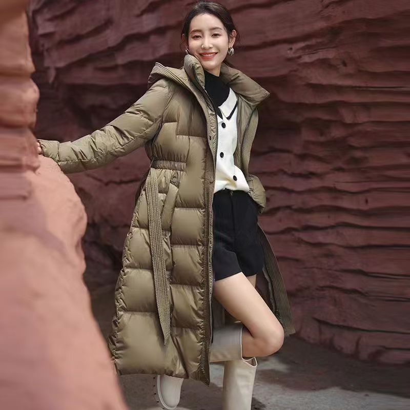 Damenbekleidung Lange Wintermäntel Jacke Wintermäntel Overknee Verdickter Gürtel Mit Kapuze Modische Winterjacke_voghion.com