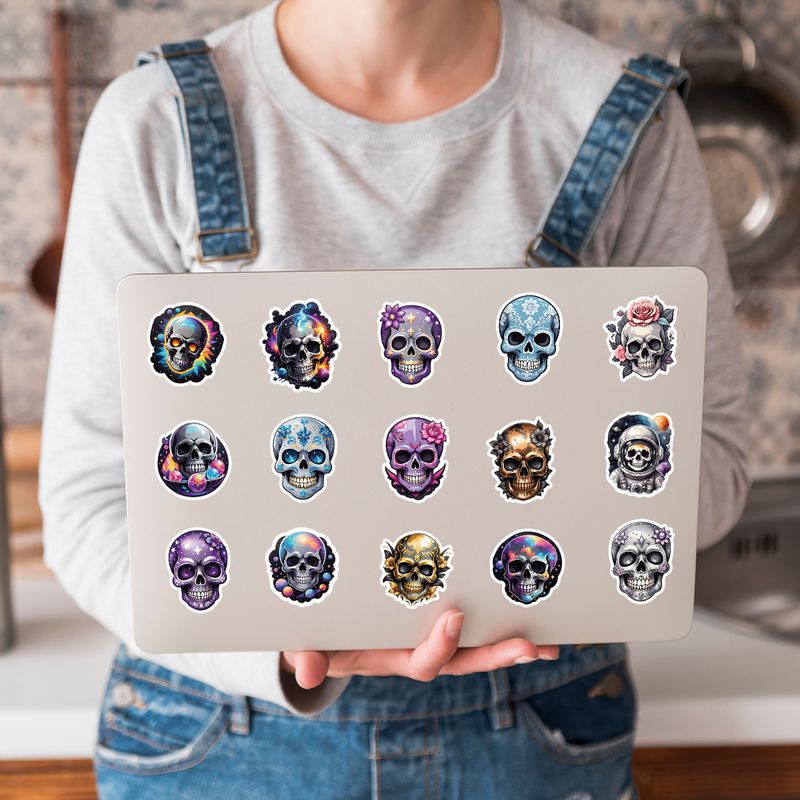 Adesivos 50 Adesivos de Grafite de Caveira de Halloween Estilo Nórdico Copo de Água Bagagem Skate Adesivos Decorativos À Prova D'água_voghion.com