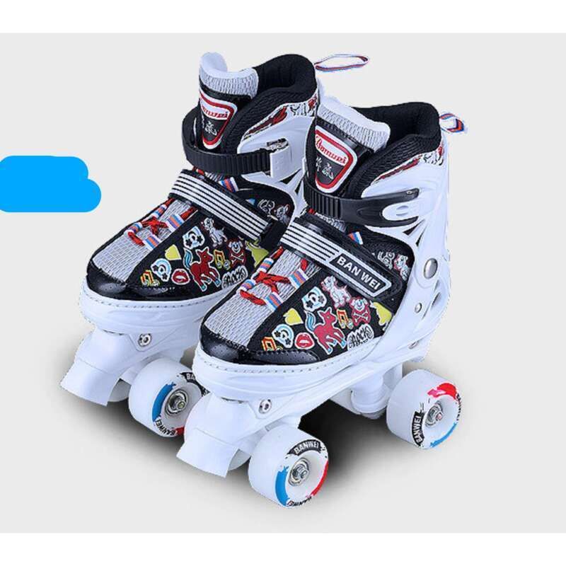 Scarpe da pattinaggio, set completo per bambini, doppia fila da uomo e da donna, regolabili, per principianti di 3-5-6-8-10 anni_voghion.com