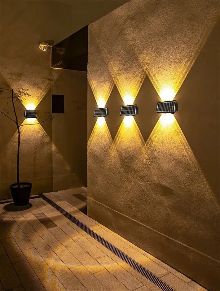 Solar wandlamp voor buiten, waterdicht, op en neer, lichtgevende verlichting, balkon, tuin, tuindecoratie, verlichting_voghion.com