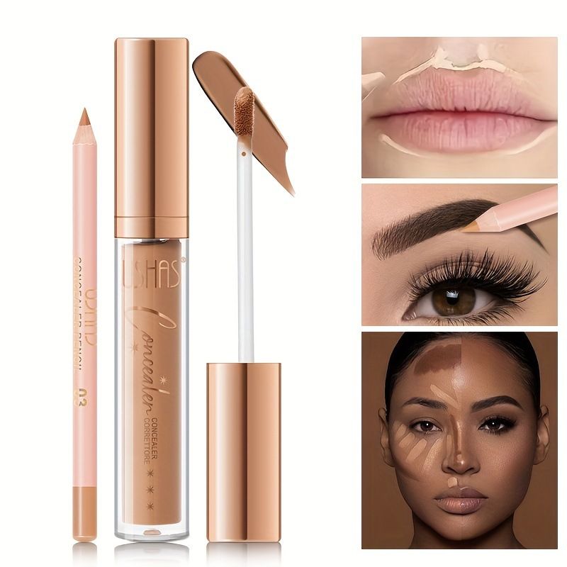 Set corector+creion de buze USHAS Fard de pleoape rezistent la apă Stick Highlight Brightening Matte CS420A_voghion.com