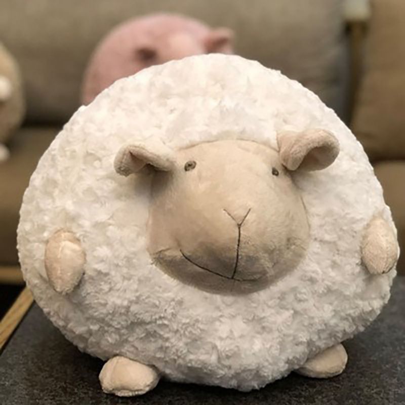 Kreative Internet-Berühmtheit süßes hautfreundliches Tiergeschenk runder Ball Lamm Puppe Plüschtier Kissen_voghion.com