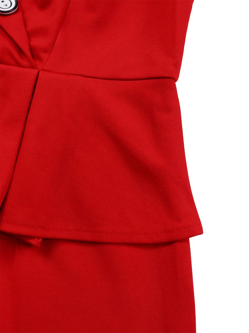 Women's New Suit Collar Solid Color Ruffle Edge Hip Wrap OL Tongle Thin Large Size Dress_voghion.com