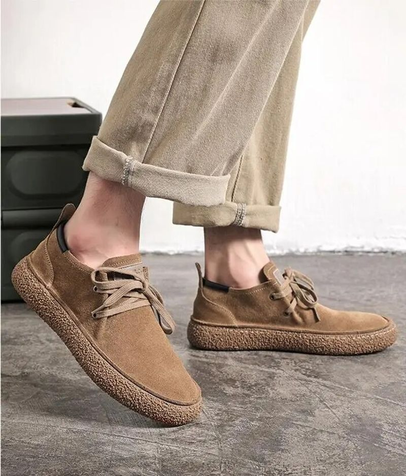 Herr mocka äkta läder Fritidsskor Snörning Herr Lätt Bekväm körning Flats Herr Outdoor Oxfords Sko_voghion.com