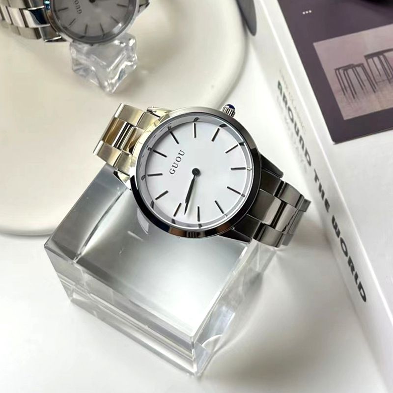 GUOU New Steel Band Fashion Ancora Red Women's Watch Simple High-End Feel_voghion.com