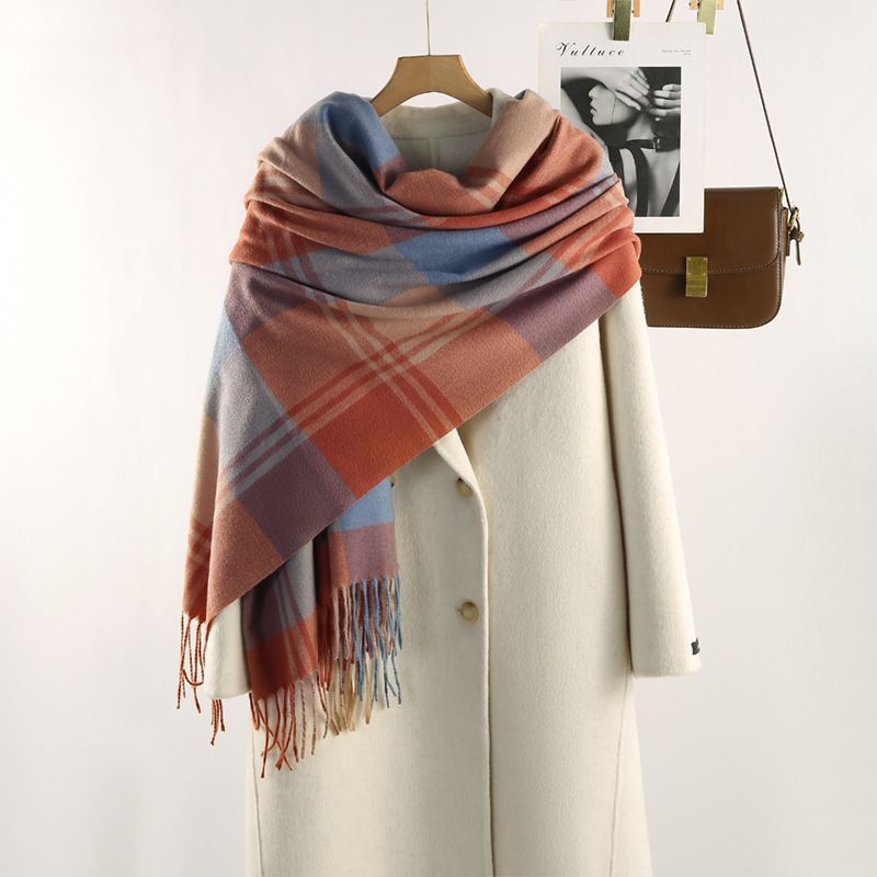 Bunte kontrastierende Plaid i Mitation Kaschmir Ins Stil, einfach zu tragen im Herbst Winter warm zu halten, Su Da Schal, Männer und_voghion.com
