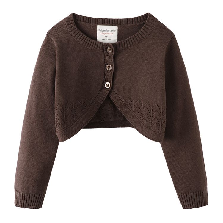 Cardigan en dentelle d'inspiration espagnole pour fille – Cache-maillot en coton léger (100 cm-140 cm, 4 couleurs, col rond)_voghion.com