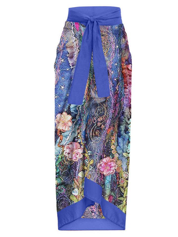 Printed One-Piece Swimsuit With Wrap Skirt – Stylish & Sun-Protective Swimwear For Women_voghion.com