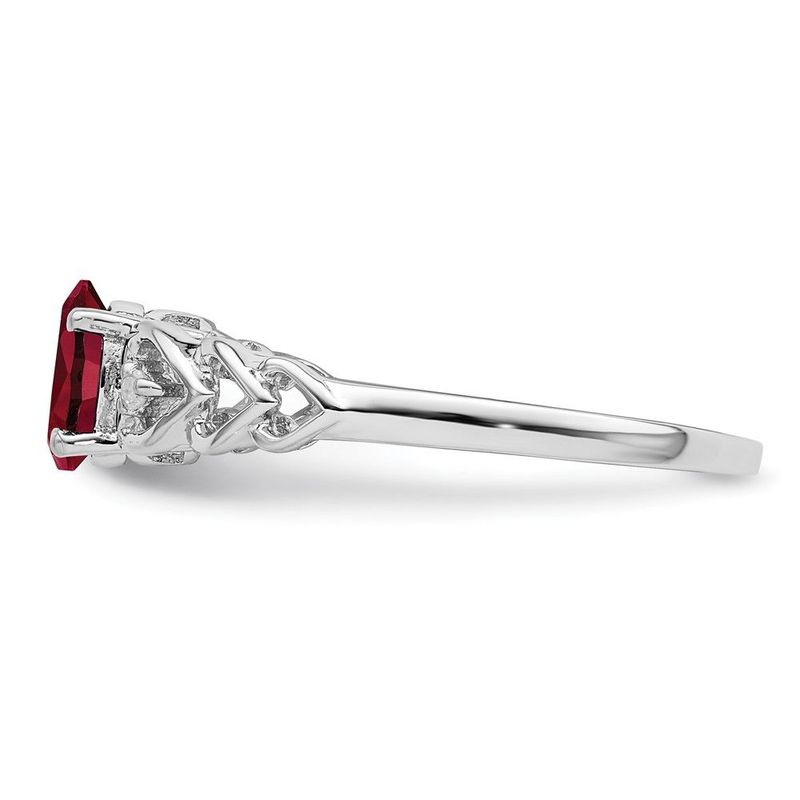 Sterling Silver Rhodium-plated Created Ruby & Diam. Ring_voghion.com