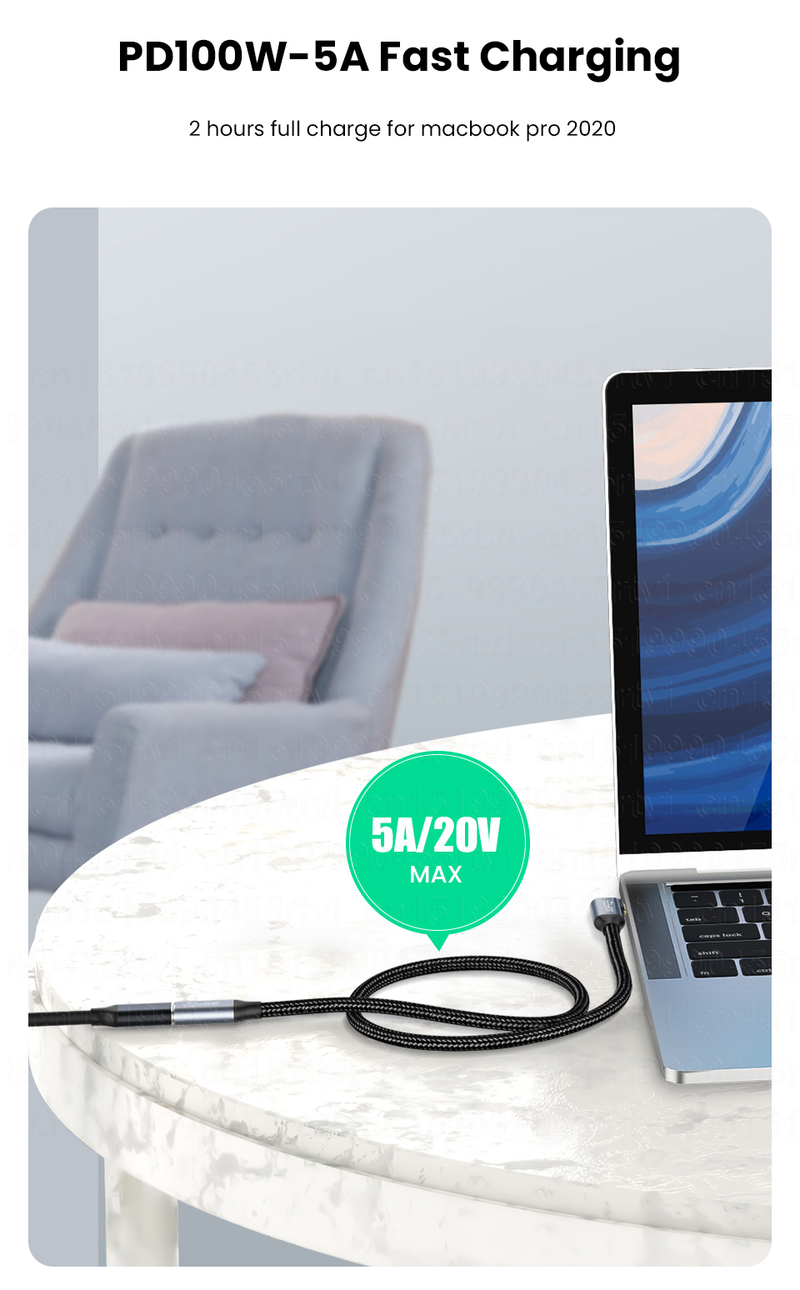 cable PD USBC 100W 10Gbps USB 3.1 Gen2 cable tipo C, adecuado para portátiles, portátiles, Huawei, Xiaomi, Samsung 5A 4K@60Hz,_voghion.com