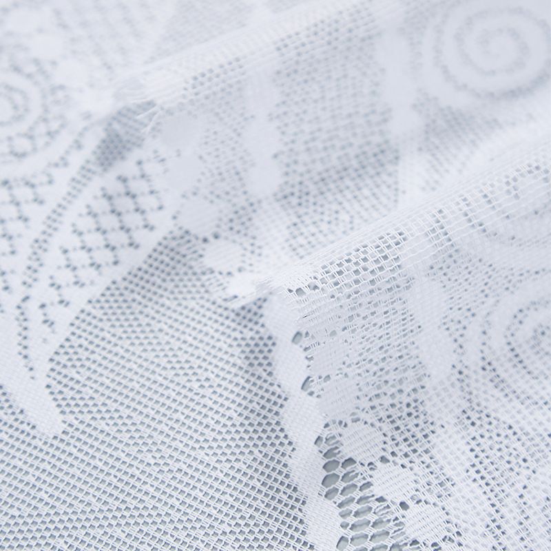White Polyester Crochet Lace Door Curtain – 180x100cm Floral Cutout Panel For Kitchen, Study & Entryway – Lightweight Sheer Window Drape_voghion.com