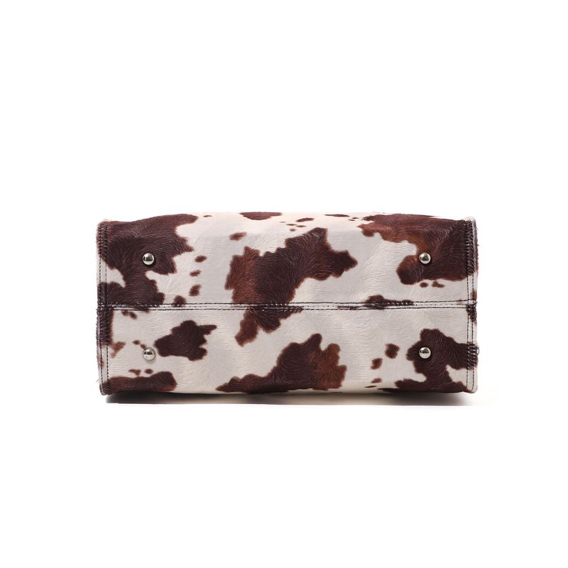 Cow Print Plush Tote Bag Women's Retro Leopard Print Plush Tote Bag Shoulder Bag Messenger Bag_voghion.com
