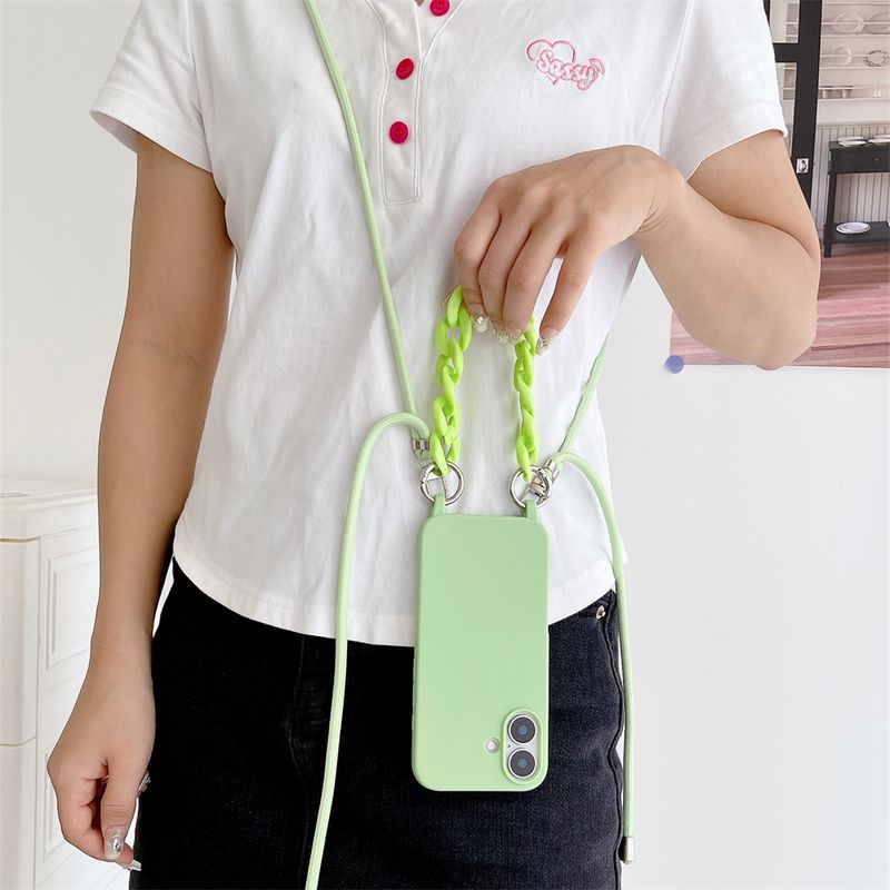 Luxury Lanyard Rope Strap Crossbody Case For IPhone 16 14 12 11 13 15 Pro Mini X XS XR Max Plus Acrylic Chain Silicone Cover_voghion.com