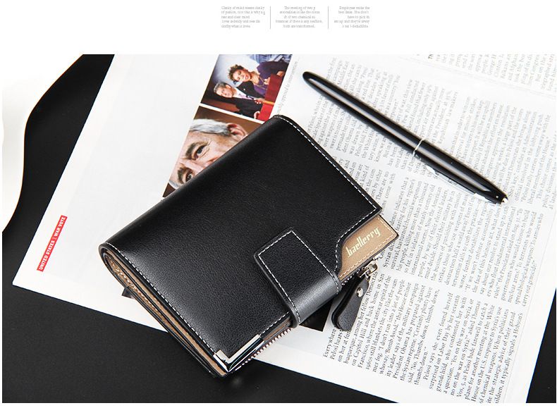 Casual Men's Wallet Multi-functional Wallet Zipper Buckle Three Fold Coin Wallet_voghion.com