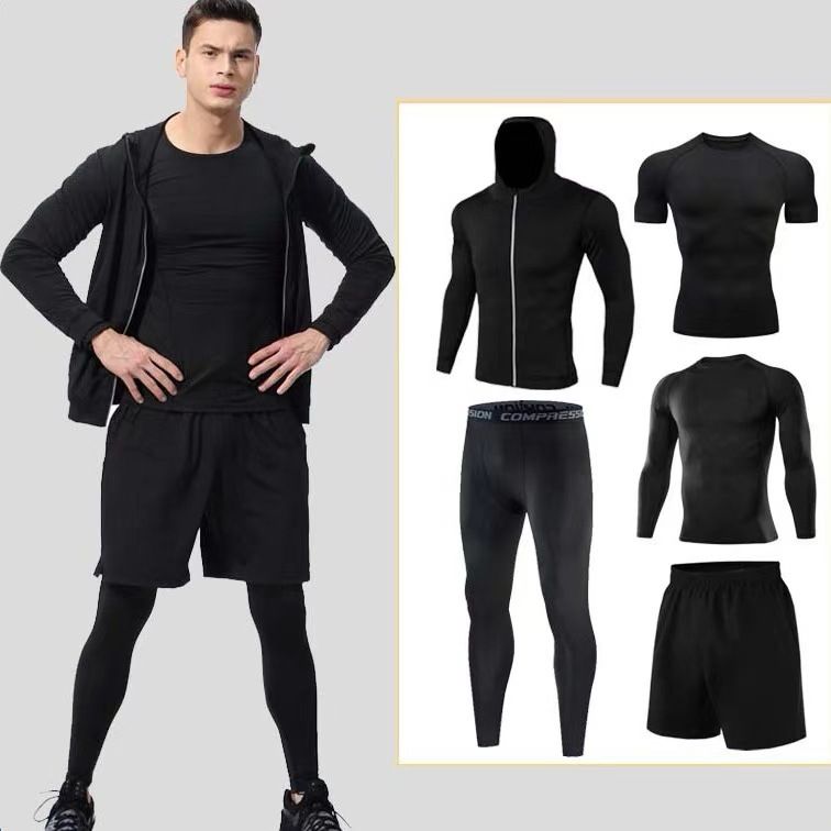 Herenkleding Fitnesskleding Hoog elastisch basketbal sportpak Hardlopen Snel drogend Ademend Tights Trainingskleding_voghion.com